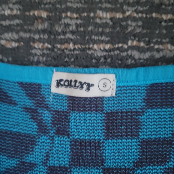 Blue Black Checkered Crop Tank Top - Picture 4 of 4